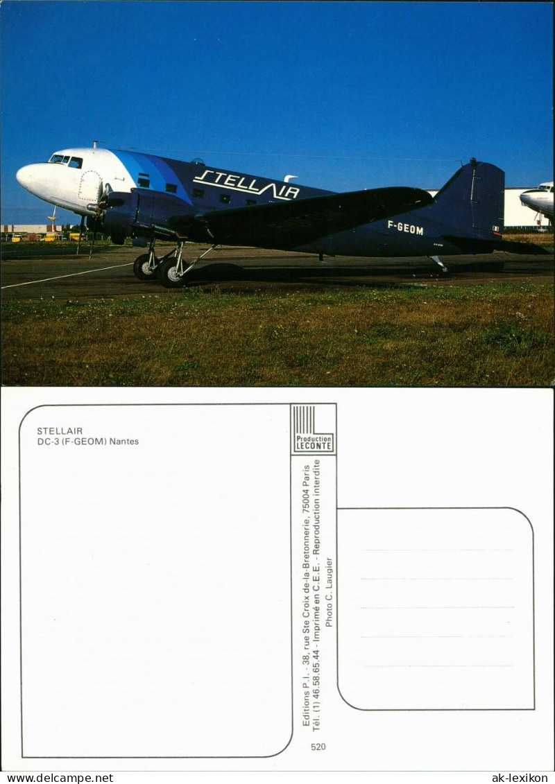 Bouguenais Propellerflugzeug: Stellair DC-3 (F-GEOM) Flughafen Nantes 1990