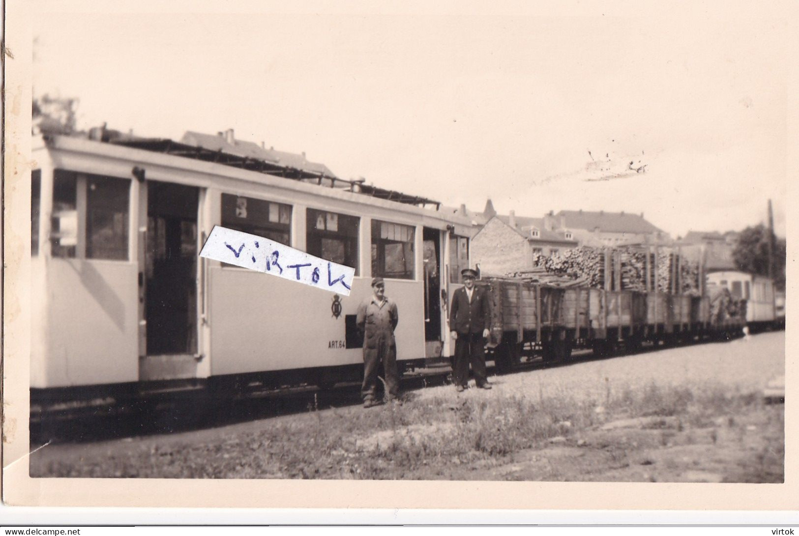 BOURCY  1959  : carte photo Gevaert  -    TRAM   chargement de bois  (  voir scans )