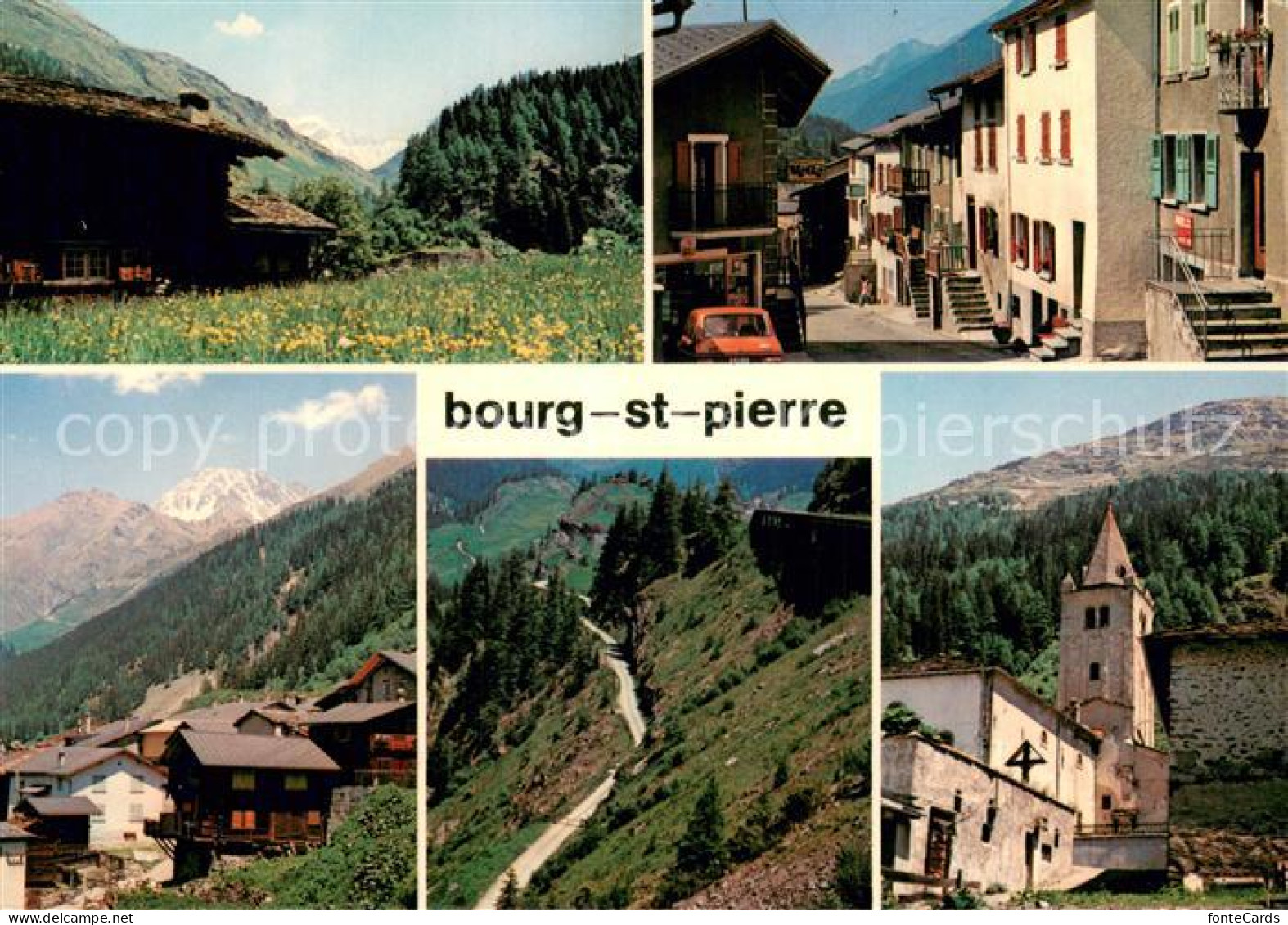 Bourg Saint Pierre Village et ancienne route de Napoleon Panorama Eglise
