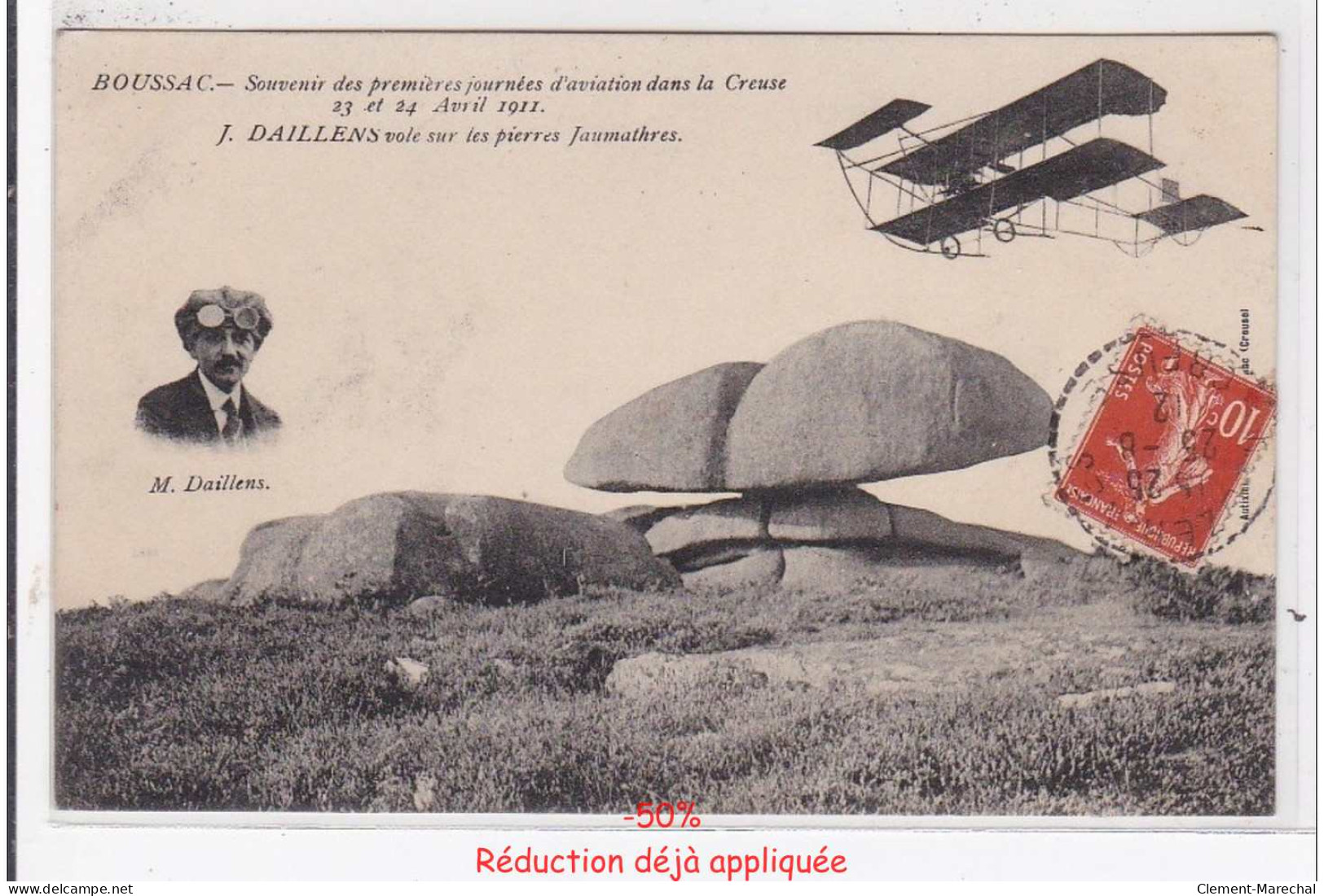 BOUSSAC : souvenir des premières journées d'aviation dans la creuse 23 et 24 avril 1911 J.Daillens - Très bon état