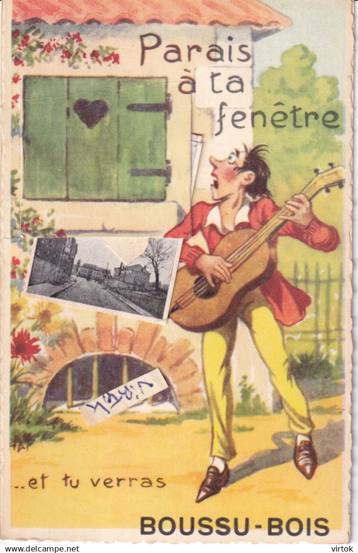 BOUSSU - Bois    :    carte a système