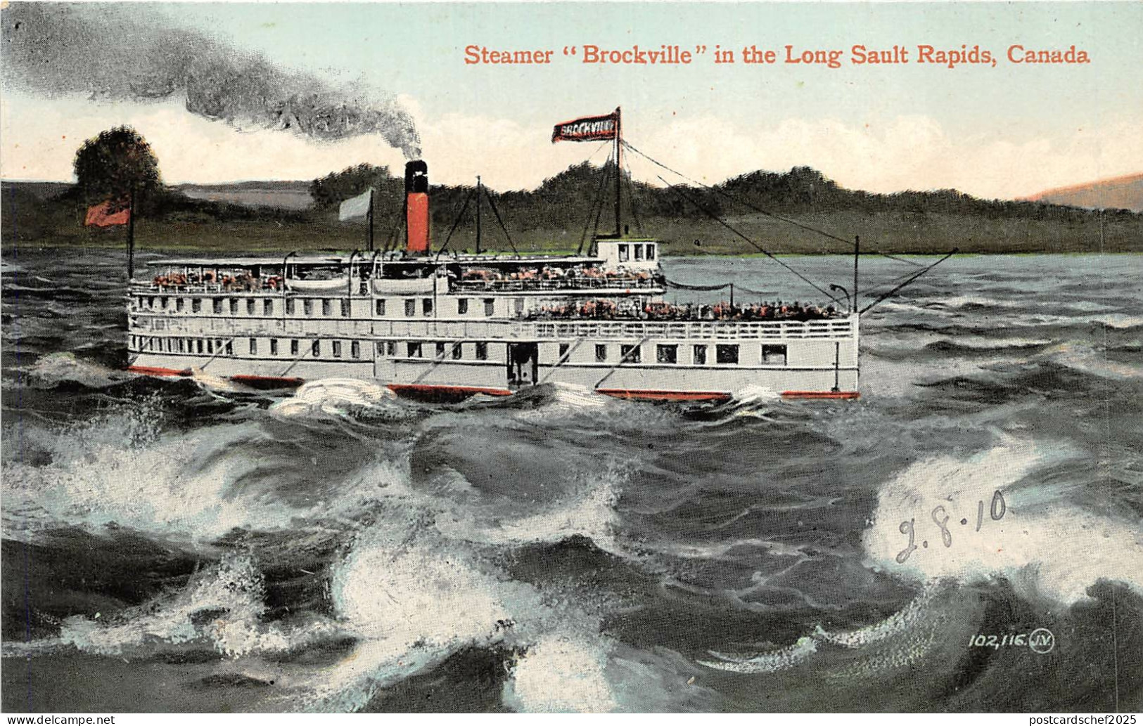 br105853 steamer brockville in the long sault rapids canada