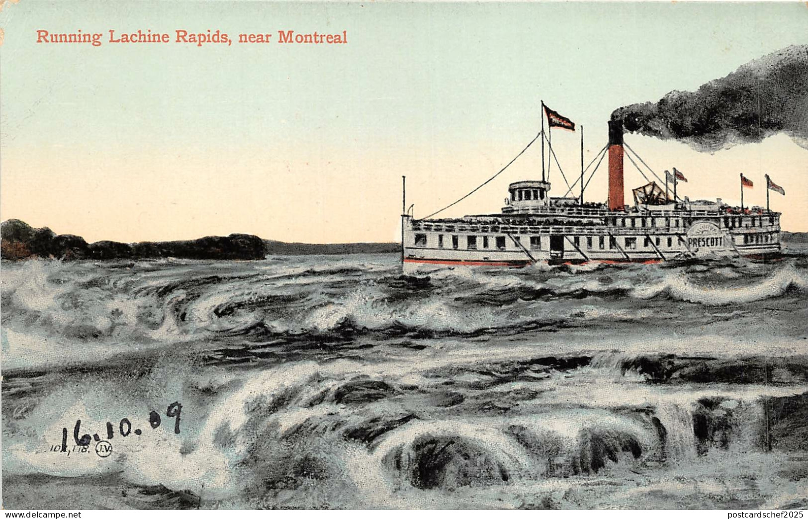 br105854 running lachine rapids montreal canada steamer brockville