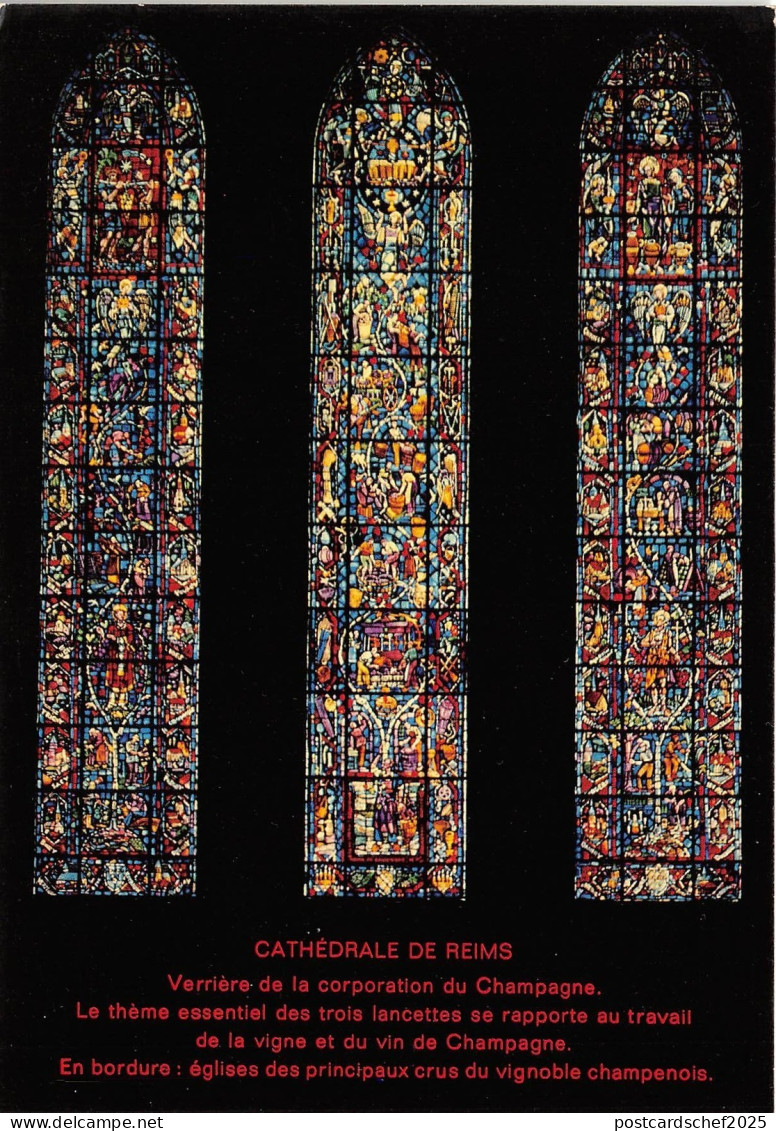 BR1273 Verriere de la corporation du champagne Reims La Cathedrale pend   france