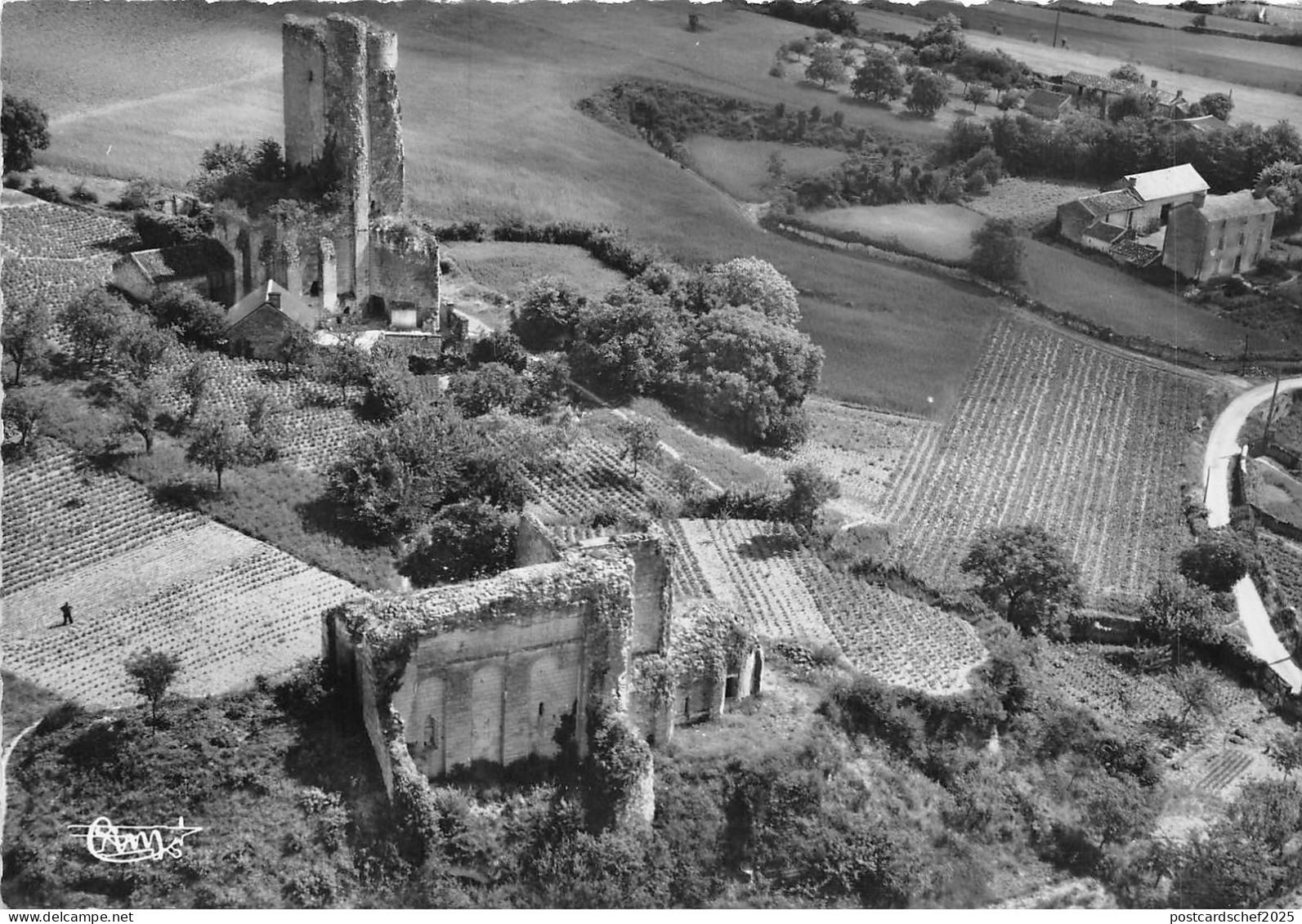 BR17413 Scorbe Clairvaux vue aerienne des Ruines de la Chapelle  france