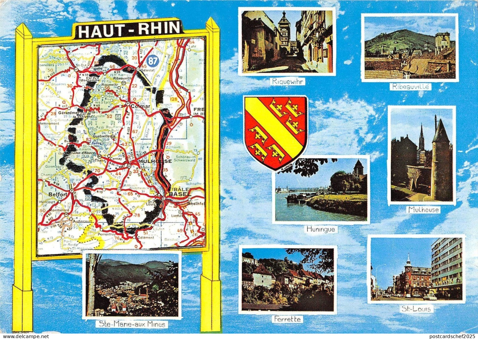 BR84978 haut rhein france huningue mulhouse map cartes geographiques