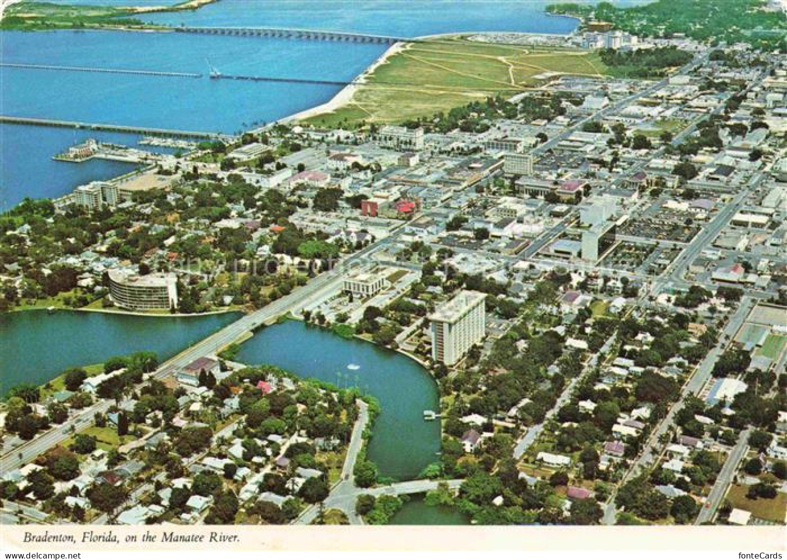 Bradenton Beach Florida USA Aerial view with Manatee River