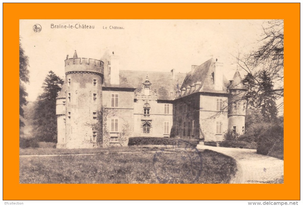 BRAINE LE CHATEAU 1920 BELGIQUE BRABANT WALLON MONUMENT MEDIEVAL ROBIANO COMTES DES HORNES CAD CERCLE POINTILLEE 2 SCANS