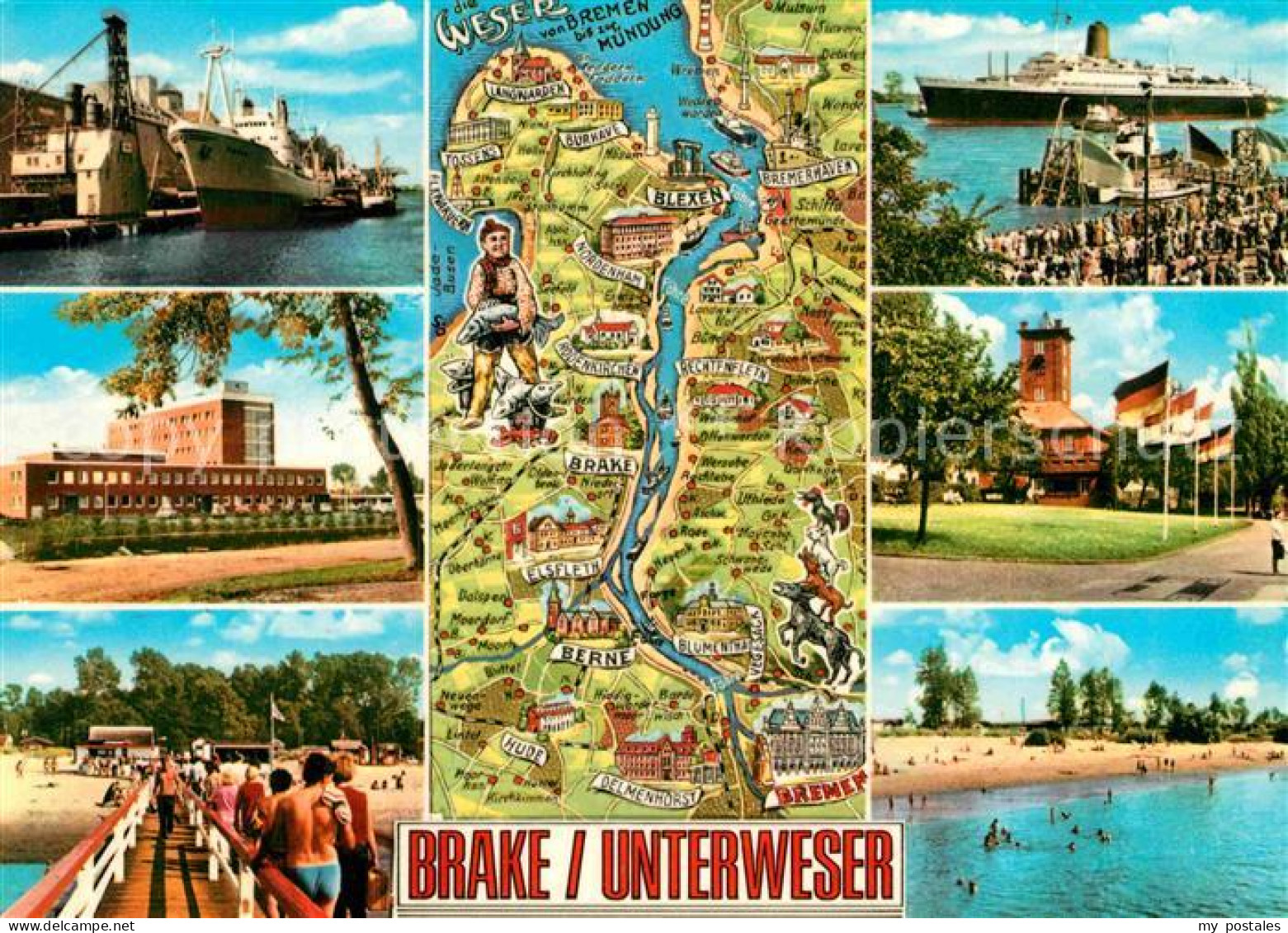 Brake Unterweser Hafen Seebruecke Strand
