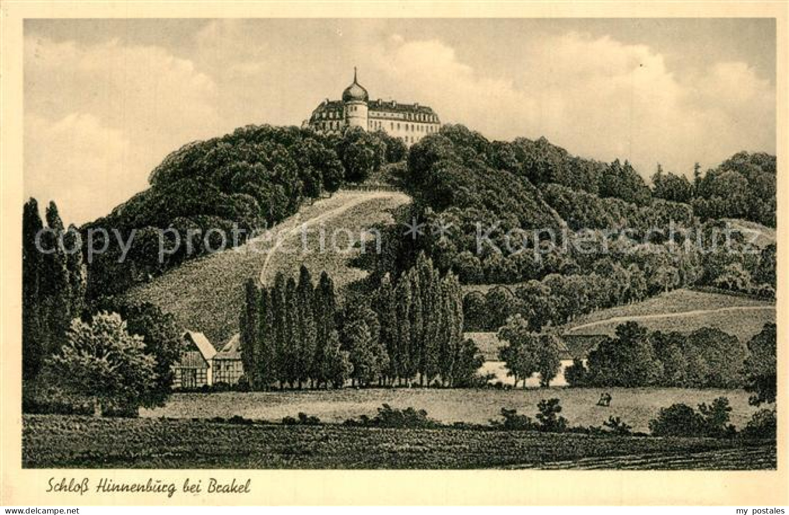Brakel Westfalen Blick zu Schloss Hinnenburg