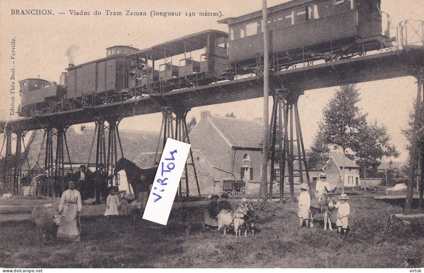 Branchon - Viaduc du Tram Zaman (longueur 140 mètres) VICINAL-TRAM : Ligne de Noville-Taviers a Ambressin ..............