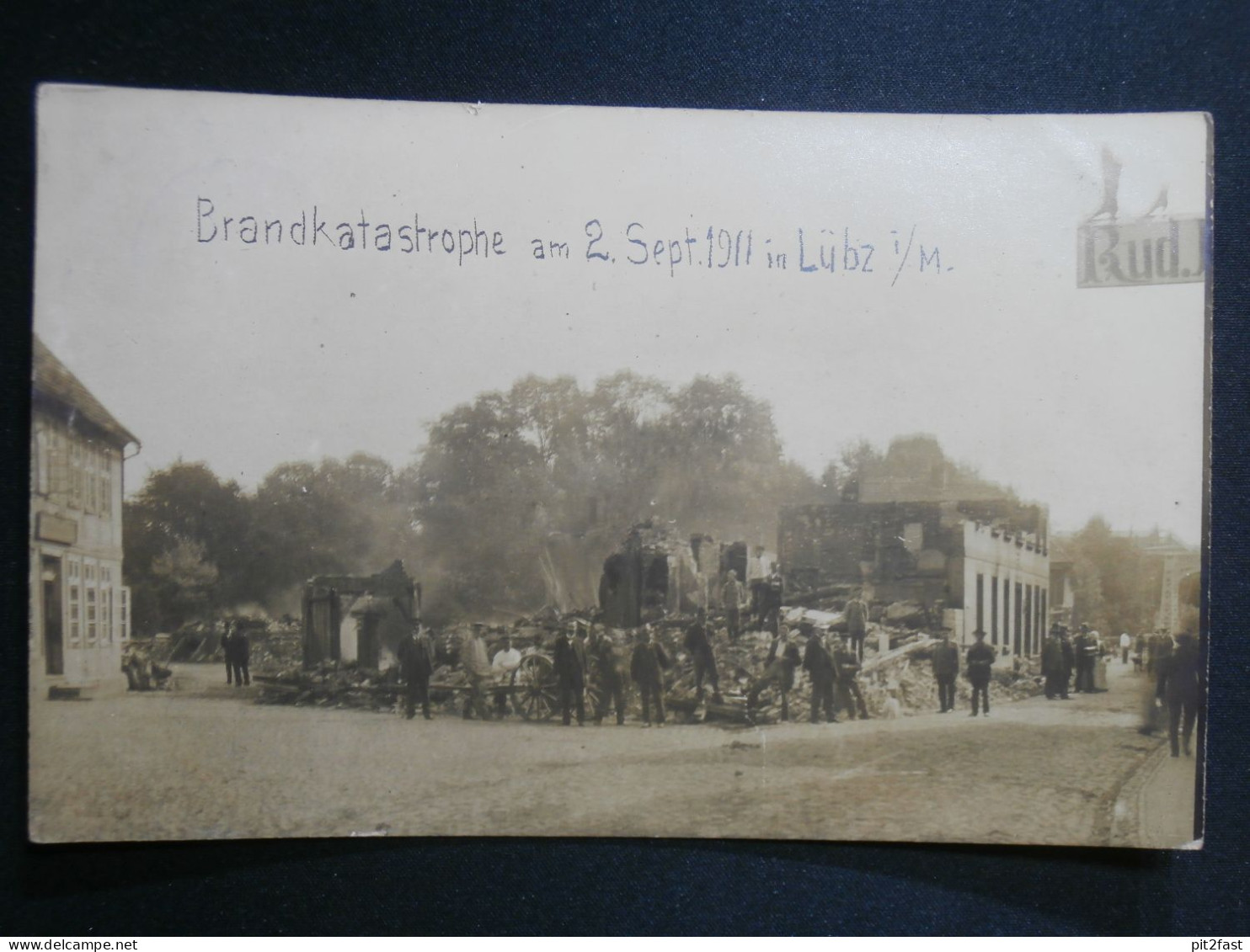 Brandkatastrophe in Lübz , 1911 , Feuer , Feuerwehr , Mecklenburg , Ansichtskarte , CPA , AK !!