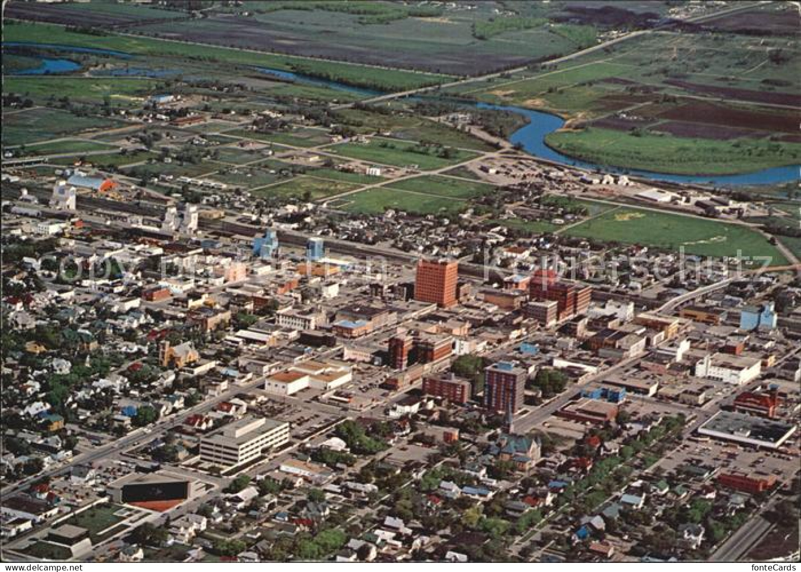 Brandon Manitoba Aerial view of the wheat citys downtown core