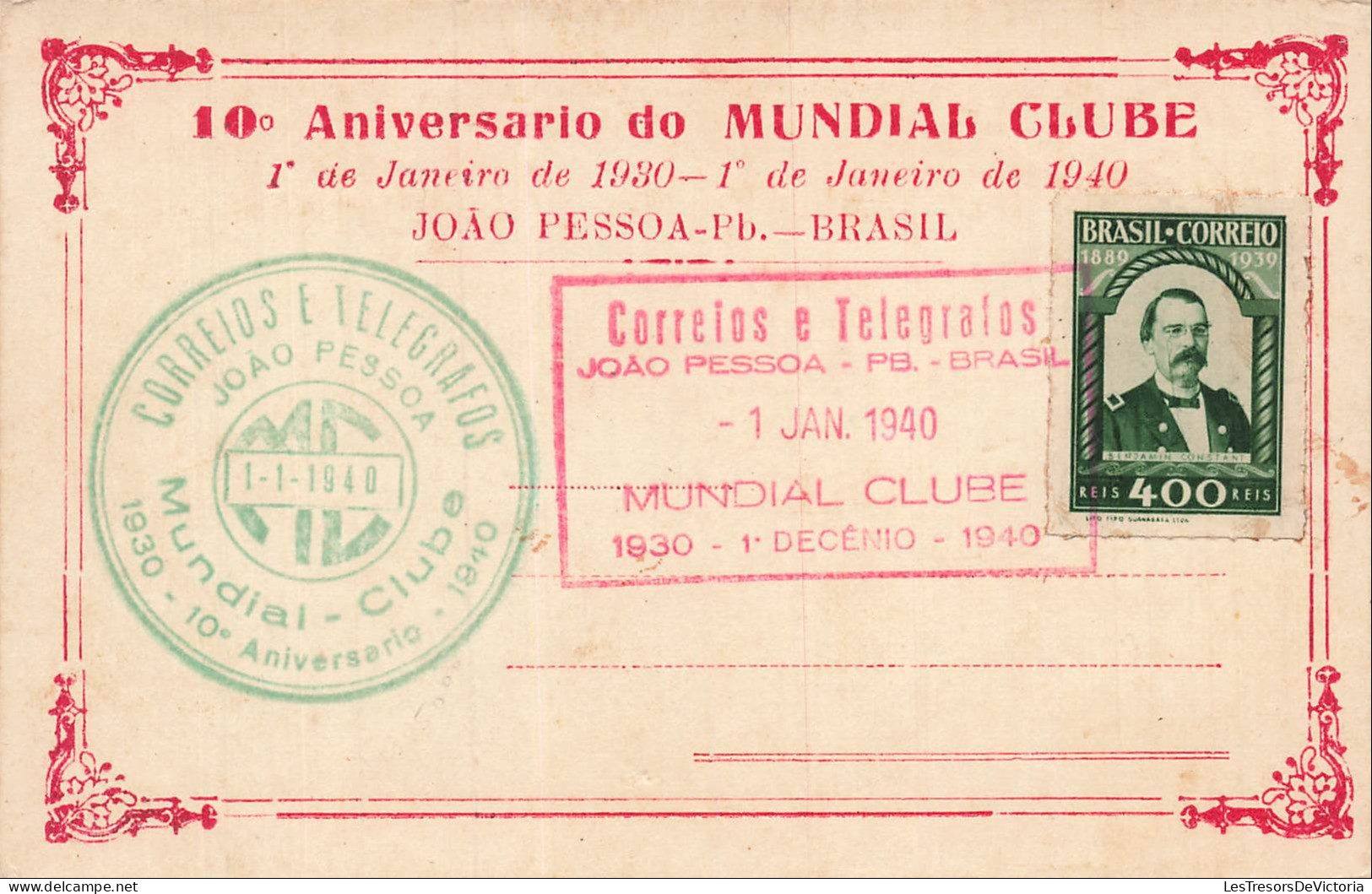 BRASIL - João Pessoa - Mundial Clube - 10 aniversario - Griffe - cachet - CPA