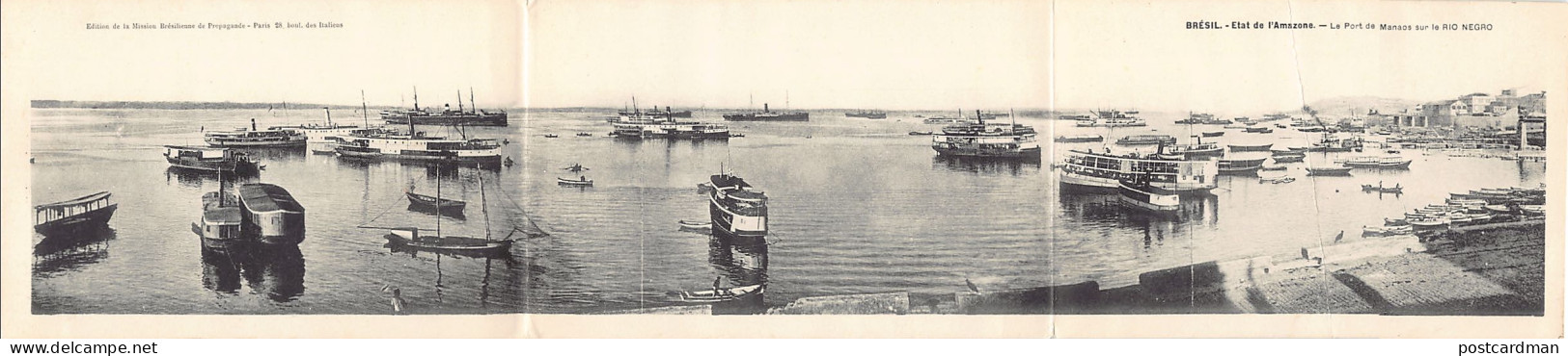 Brasil - MANAUS Manaos - Porto - CARTÃO POSTAL TRIPLO - Ed. Missão de propaganda brasileira na França