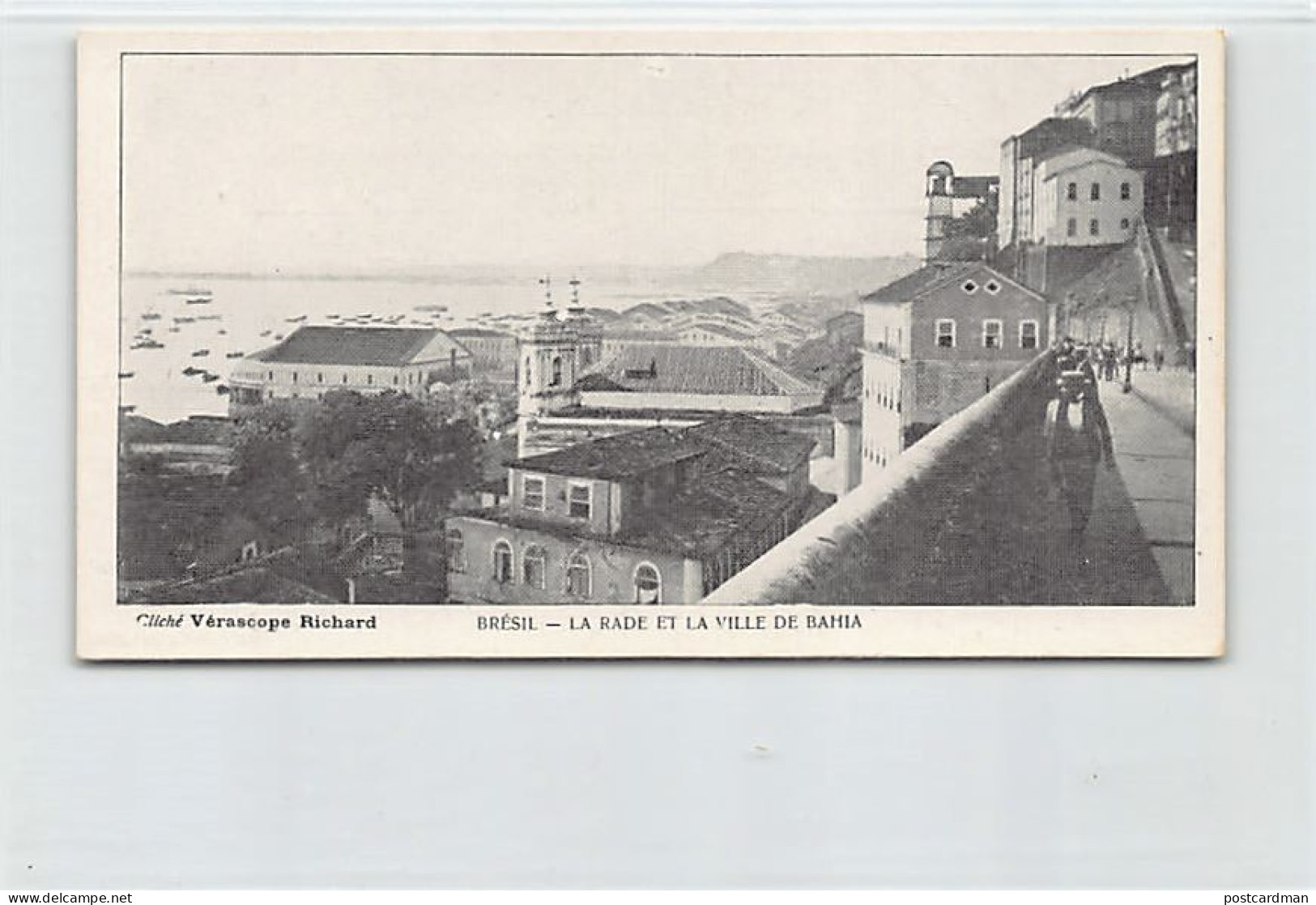 Brasil - SALVADOR DE BAHIA - O porto e a cidade - CARTÃO POSTAL LILLIPUT - Ed. Vérascope Richard - Chocolat du Planteur
