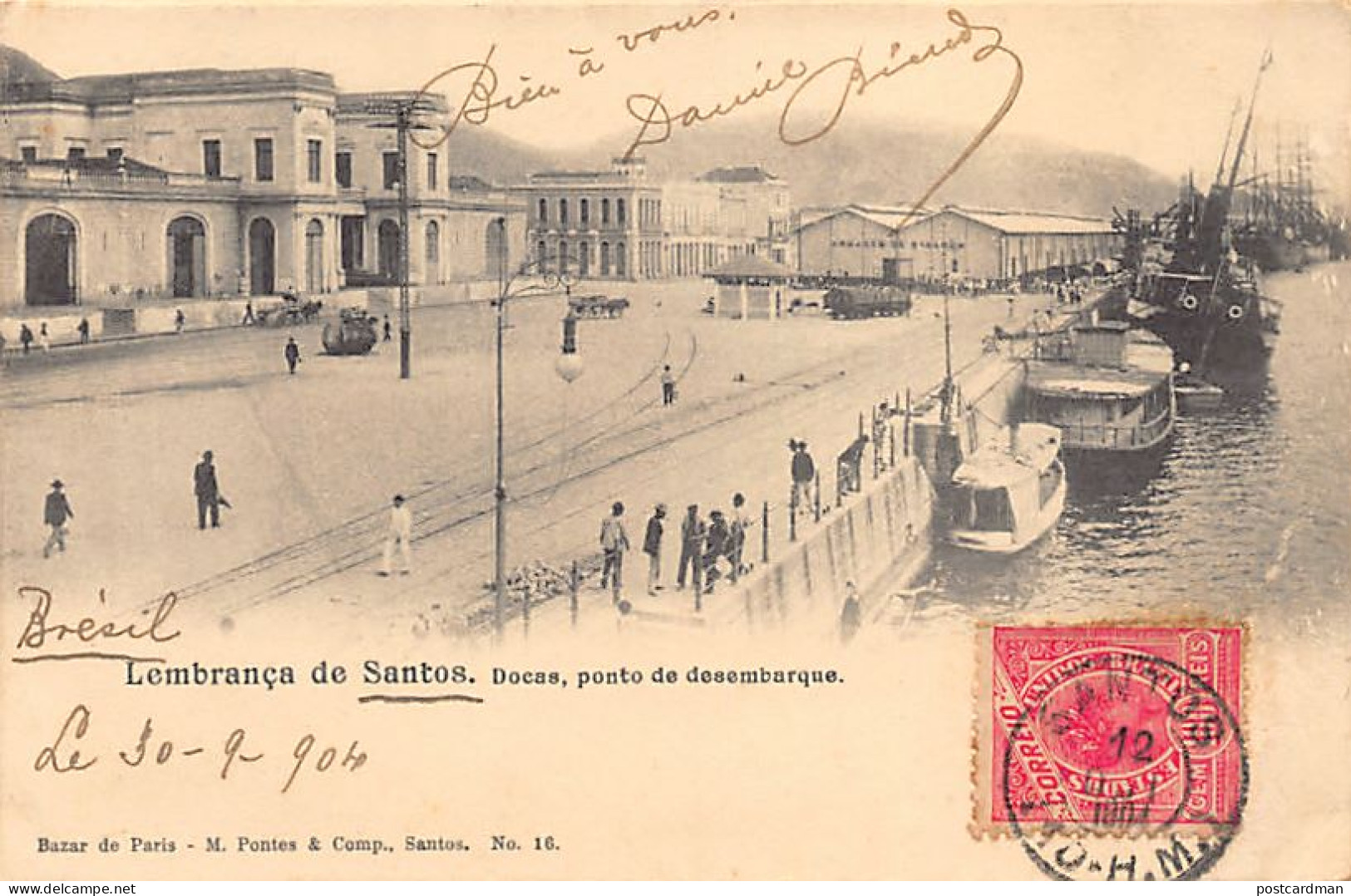 Brasil - SANTOS - Docas, ponto de desembarque - Ed. M. Pontes & Comp. - Bazar de Paris 16