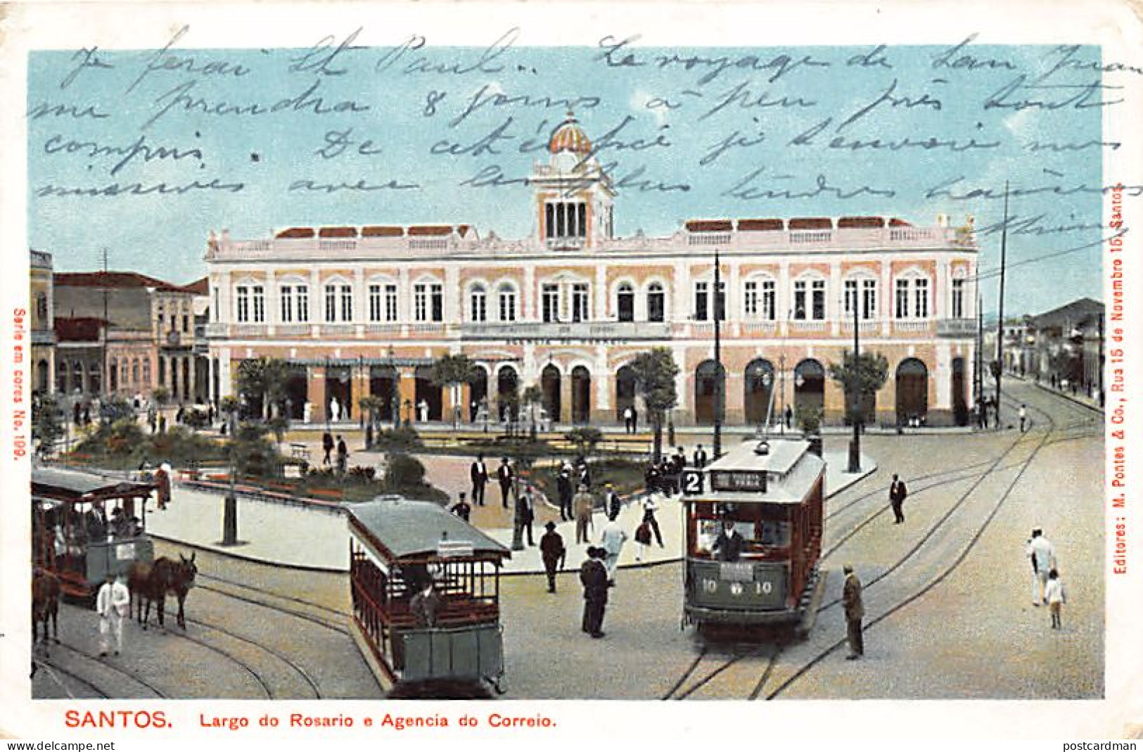 Brasil - SANTOS - Largo do Rosario e Agencia do Correio - Ed. M. Pontes e Co. 199