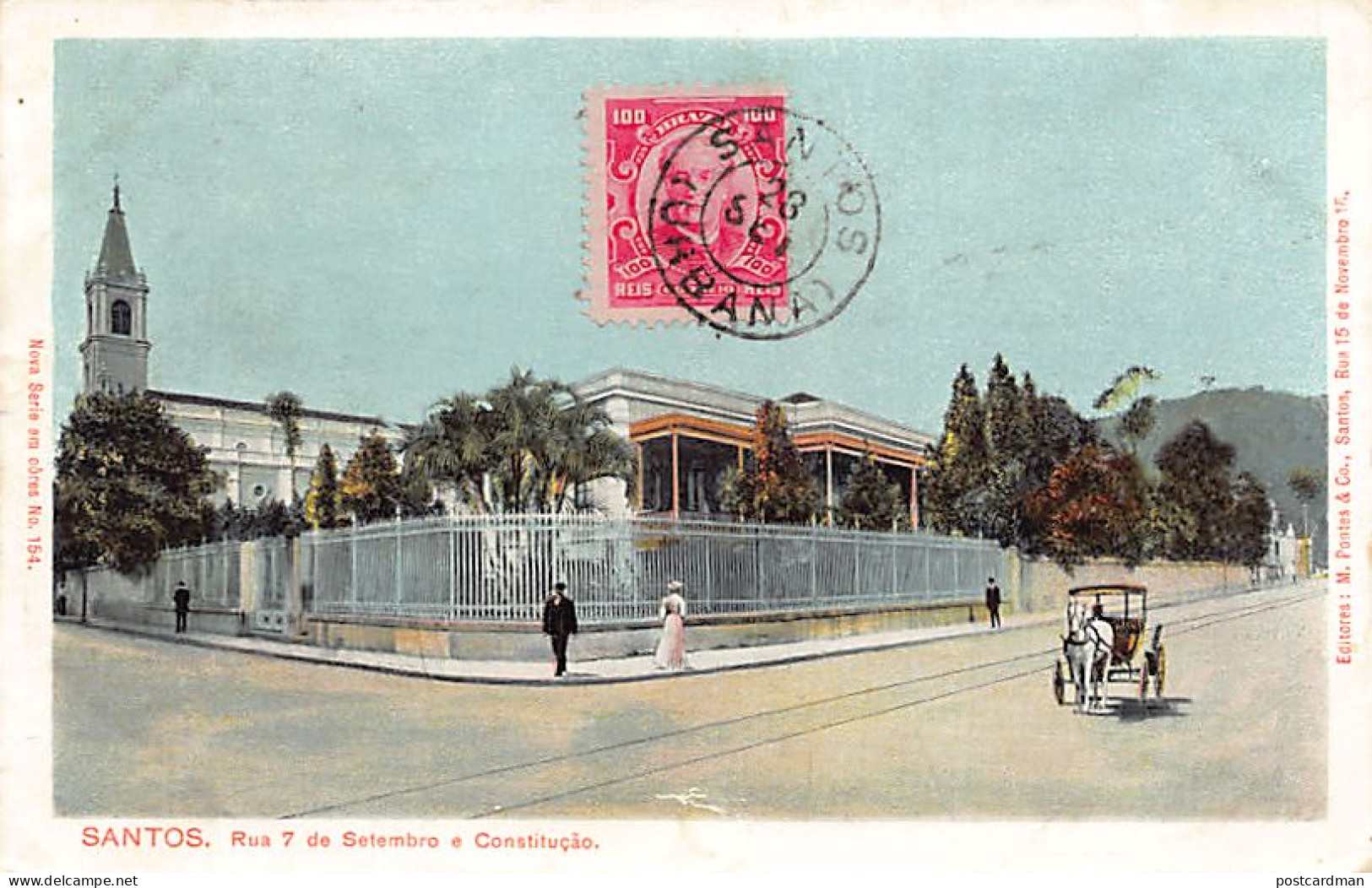 Brasil - SANTOS - Rua 7 de Setembro e Constitução - Ed. M. Pontes & Co. Nova Serie 154