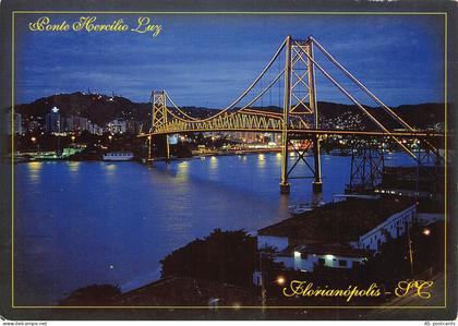 B318 Brazil 1973 Florianopolis Hercilio Luz bridge vintage postcard