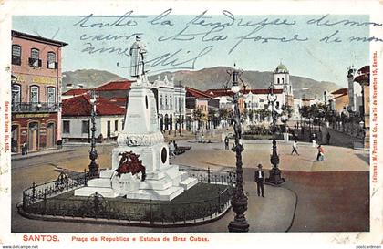 BRASIL Brazil - SANTOS - Praça da Republica e Estatua de Braz Cubas - Ed. M. Pontes e Co. 185