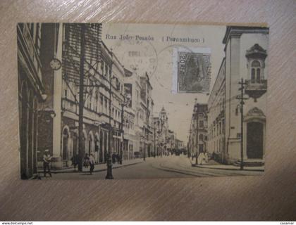 PERNAMBUCO Rua Joao Pessoa 1931 ? cancel BRAZIL Brasil postcard