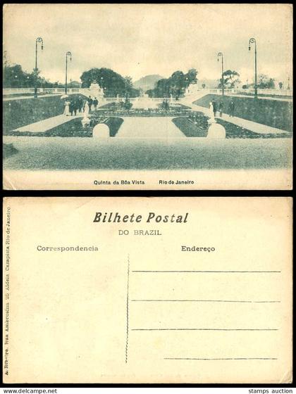 Brazil Rio de Janeiro, Qinta da Boa Vista Garden Fountain & Statues Old Postcard