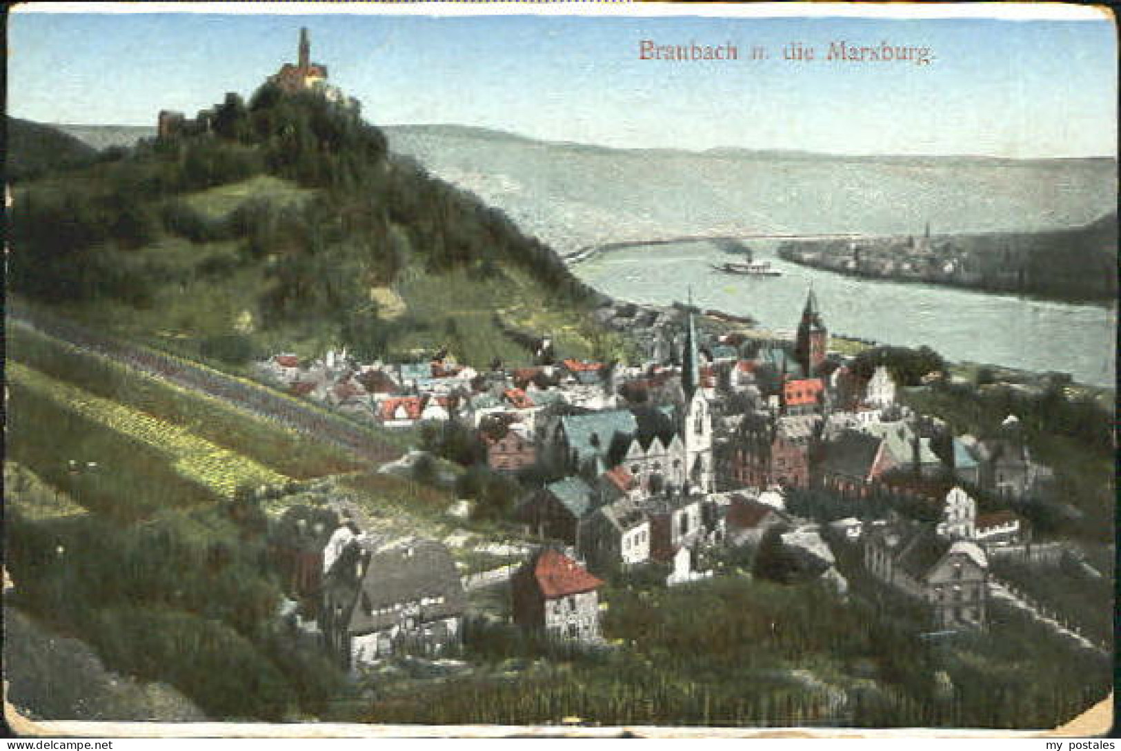 Braubach Rhein Braubach Burg ungelaufen ca. 1920