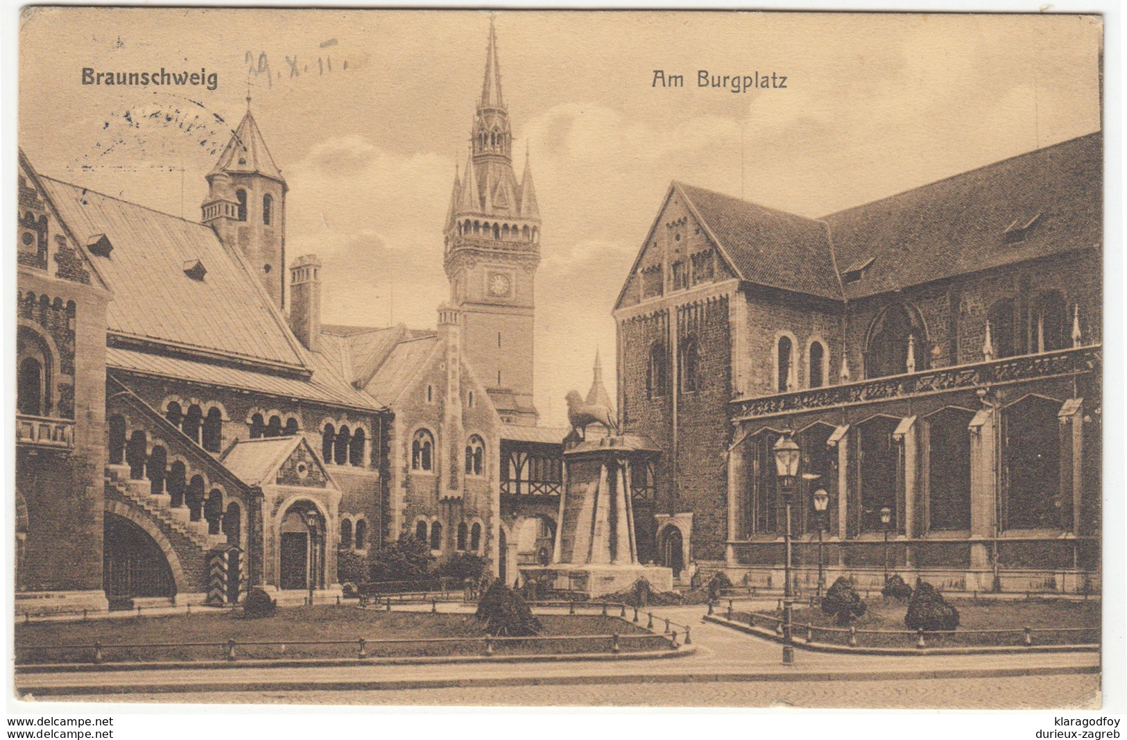 Braunschweig, Am Burgplatz old postcard travelled 1911 Braunschweig Pmk b170815