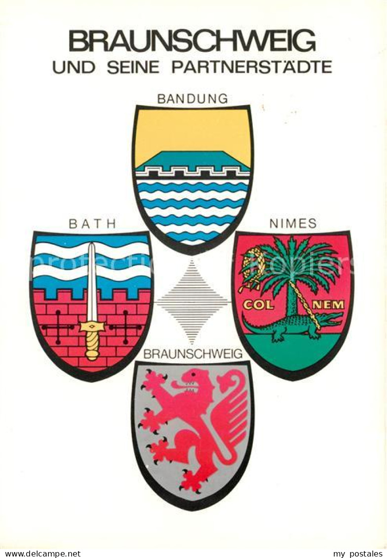BRAUNSCHWEIG  CITY Wappen von Bandung Bath Nimes Braunschweig