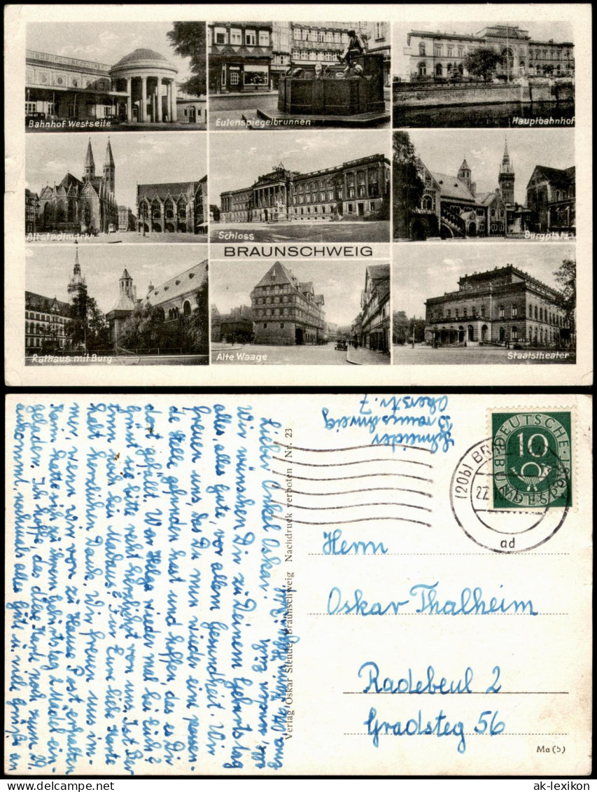 Braunschweig Mehrbildkarte Braunschweig mit neun Stadtansichten 1961