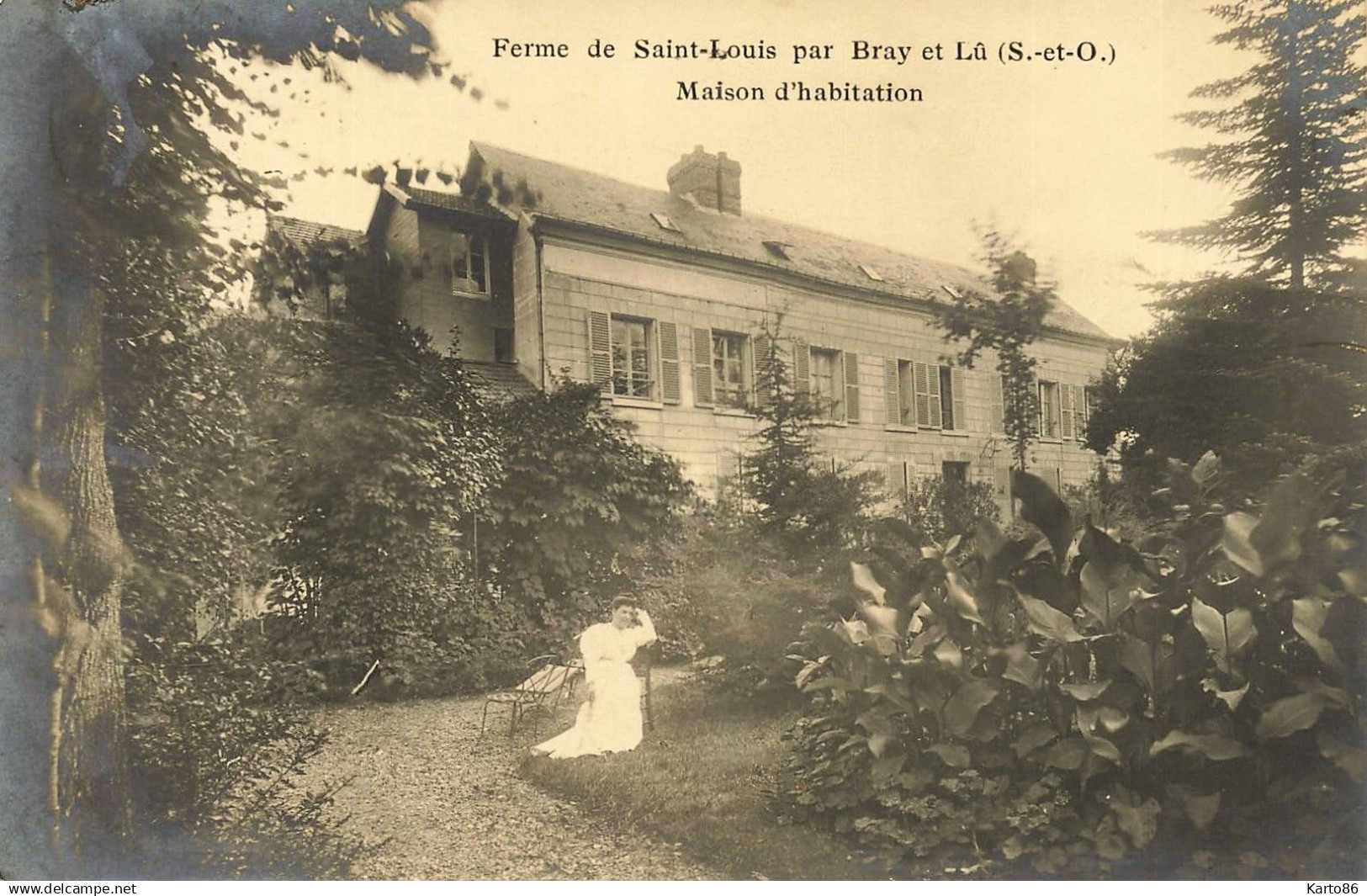 bray et lû * RARE 2 cartes photos 1905 * Ferme de St Louis * maison d'habitation & petit étang