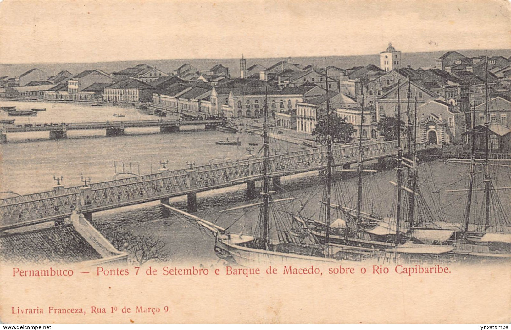 Brazil 1908 Pernambuco Pontes 7 de Setembroe e Barque de Macedo postcard B836