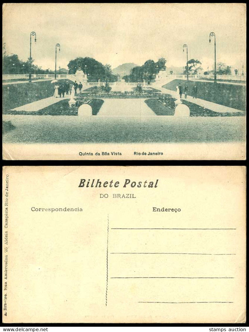 Brazil Rio de Janeiro, Qinta da Boa Vista Garden Fountain & Statues Old Postcard