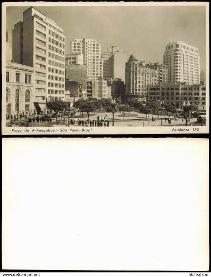 Postcard Sao Paulo Praça do Anhangabaú São Paulo-Brasil 1950