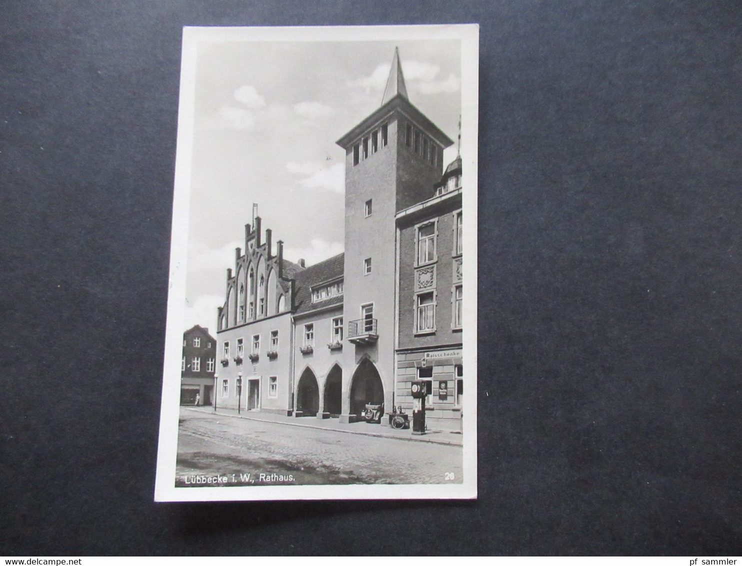BRD 1958 Echtfoto AK Lübbecke in Westfalen Rathaus mit Rathsschenke Verlag Trinks & Co. Leipzig