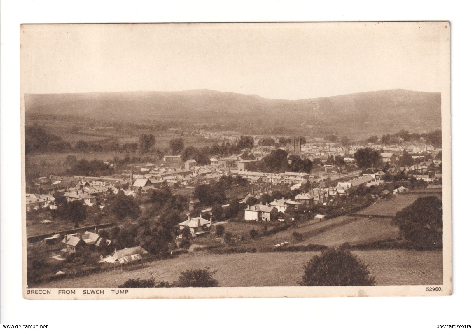 Brecon from Slwch Tump - old Breconshire postcard