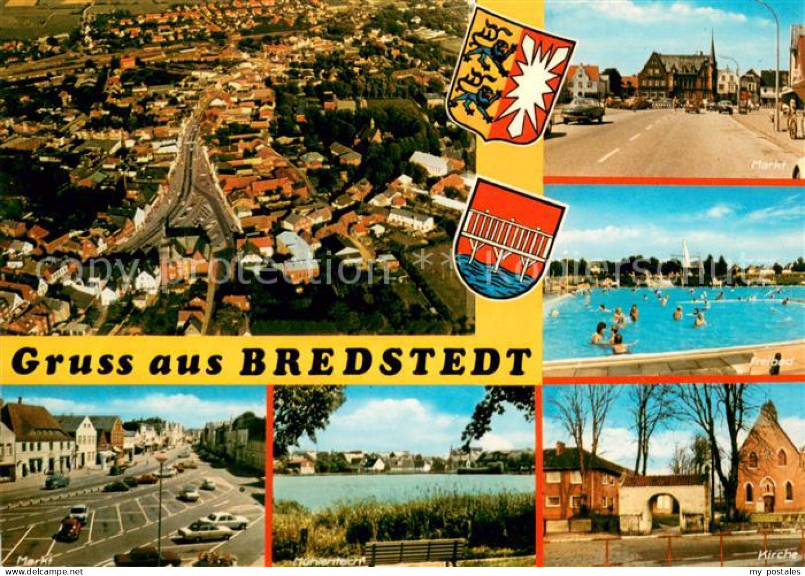 Bredstedt Fliegeraufnahme Marktpartien Muehlenteich Kirche