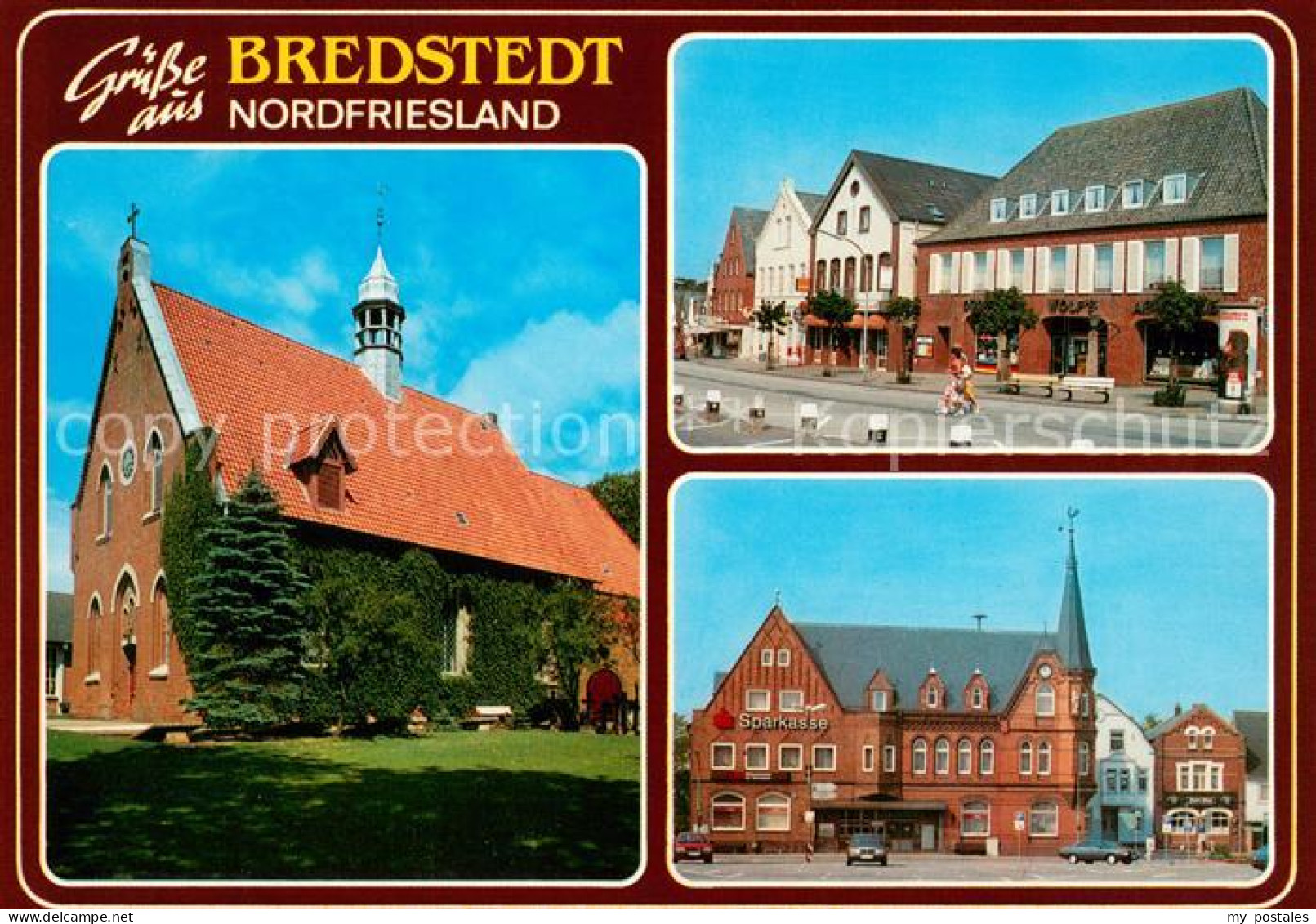 Bredstedt Kirche Strassenpartie Sparkasse