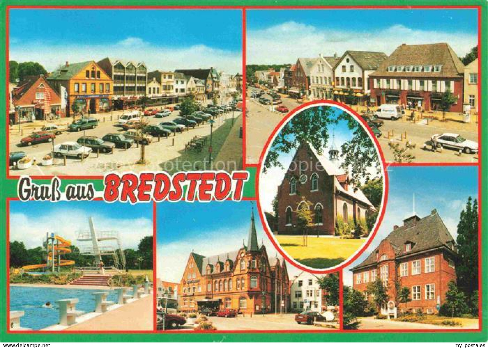 Bredstedt Nordfriesland Schleswig-Holstein Stadtplatz Schwimmbad Kirche Rathaus