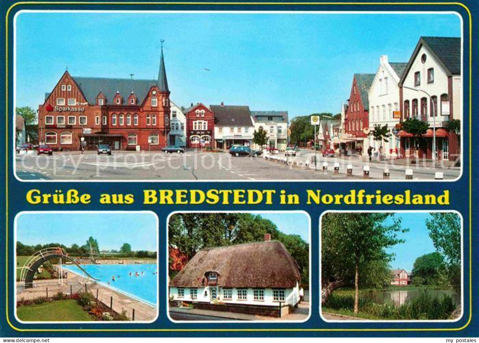 Bredstedt Ortsansicht Schwimmbad Friesenhaus Teich