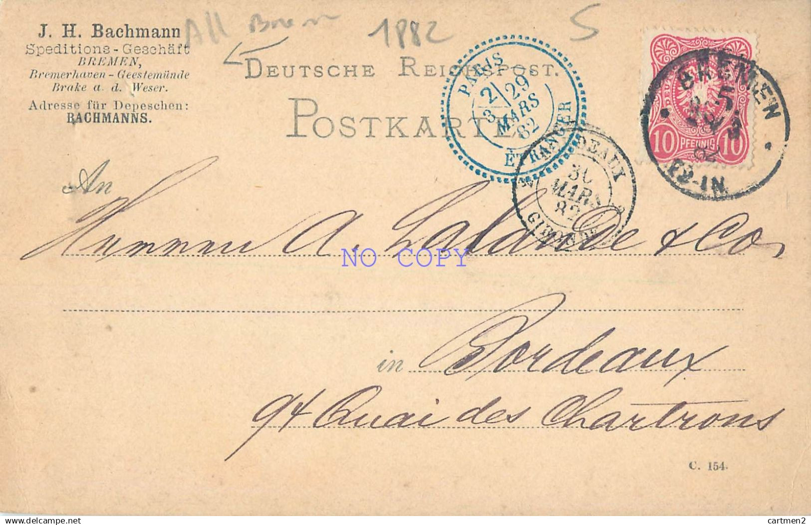 BREMEN BREME BACHMANNS SPEDITIONS GESCHAFT 1882 DEUTSCHLAND