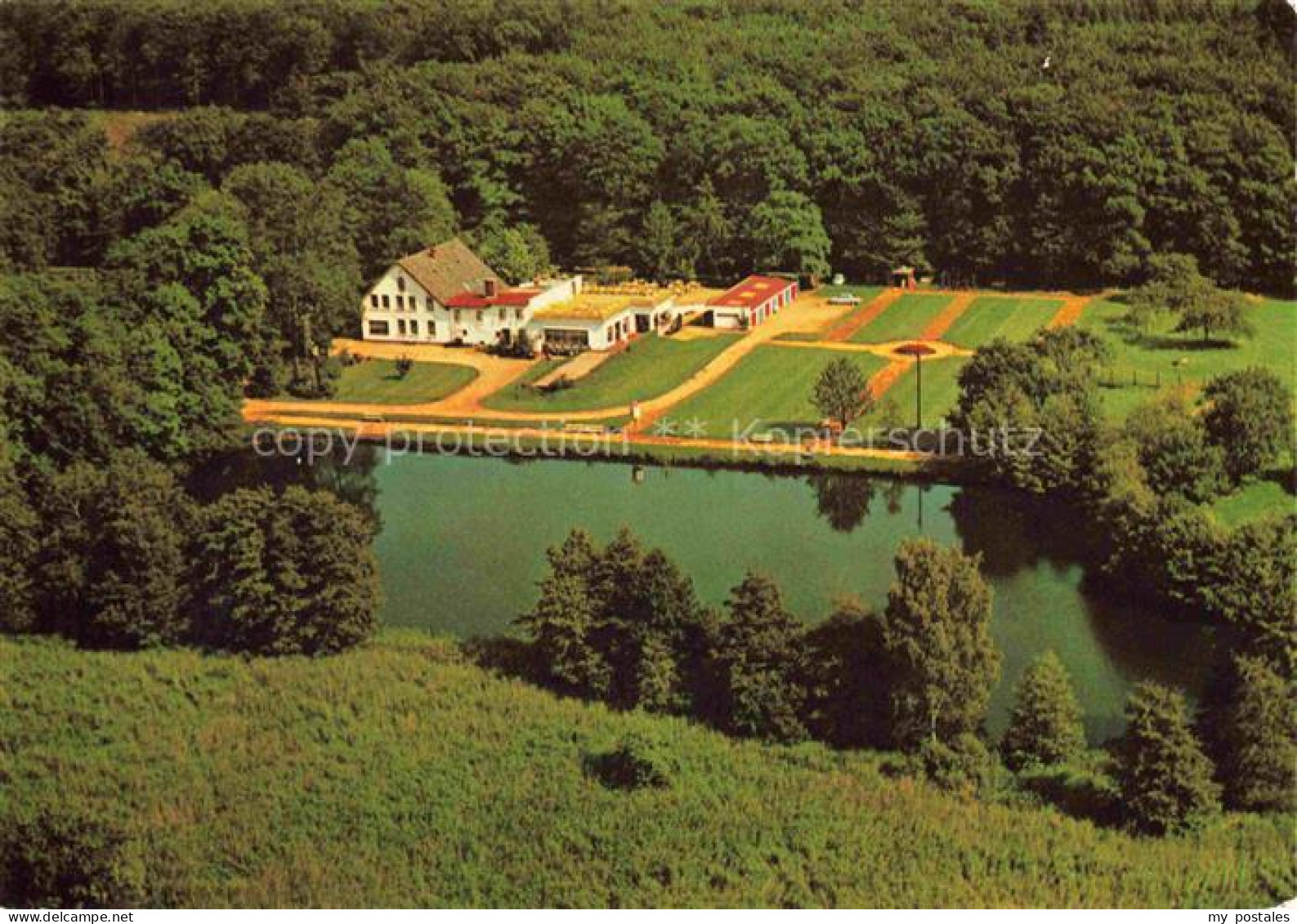 Bremervoerde Walkmuehle Hotel-Restaurant Teich Wald Luftbild Bundeskegelbahn