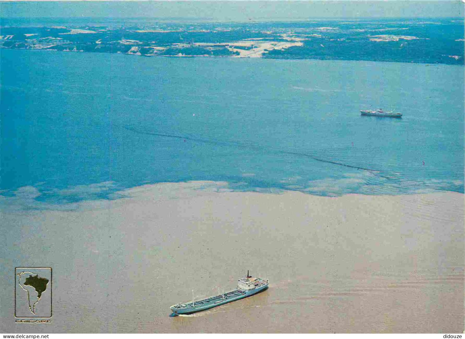 Brésil - Manaus - Encontro das águas rio negro e solimões - Vue aérienne - Bateaux - CPM - Voir Scans Recto-Verso