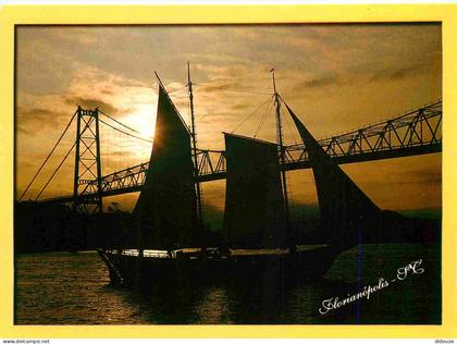 Carte Postale - Brésil - Florianópolis - Ponte Hércilio Luz Scuna Sul passeios marítimos - coucher de soleil - Bateaux -