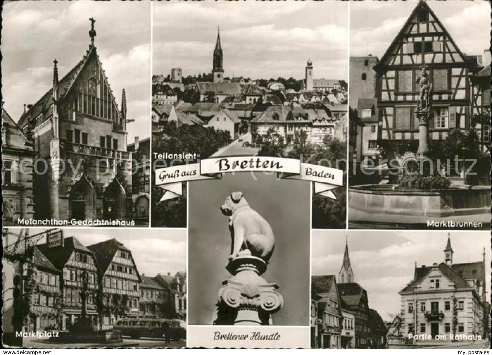 Bretten Baden Marktbrunnen u.Rathaus