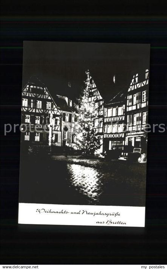 Bretten Baden Weihnachtskarte Tannenbaum Haeuser