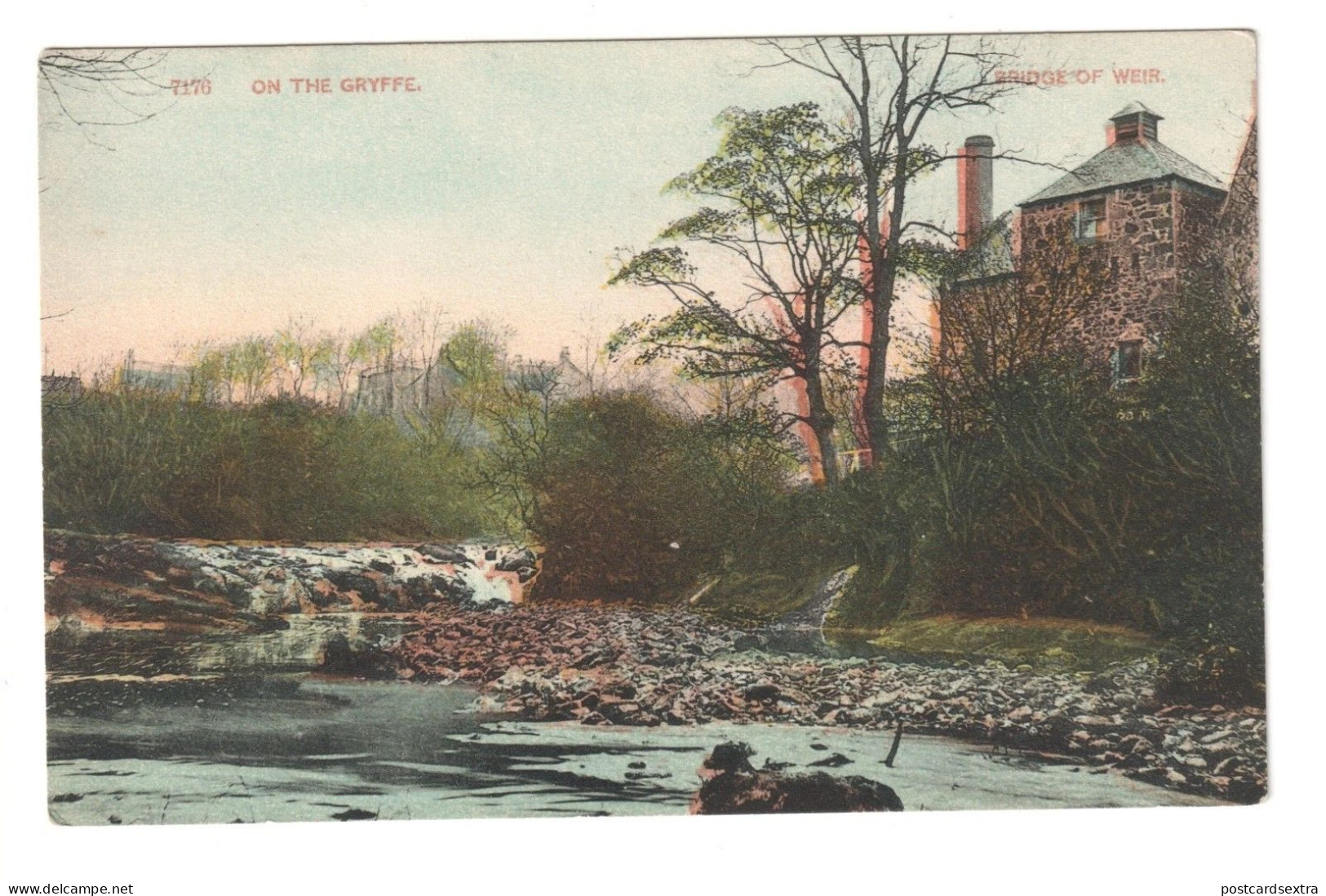 Bridge of Weir - On the River Gryffe - old Renfrewshire postcard