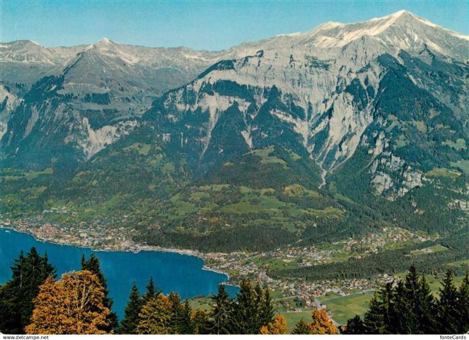 Brienz Brienzersee BE Blick von Axalpe auf Brienzer Rothorn Schwanden und Kienho