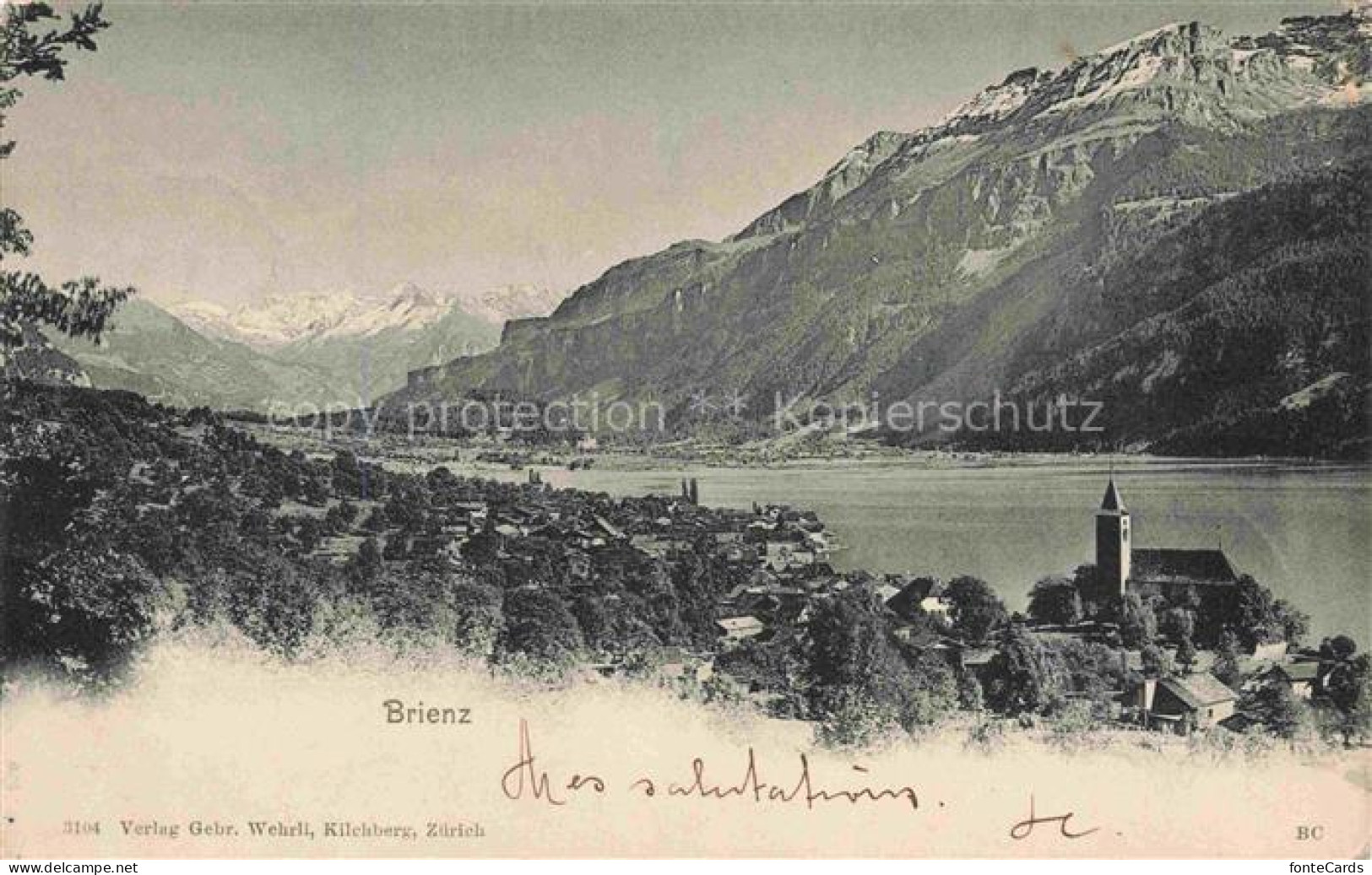 Brienz Brienzersee BE Brienz Brienzersee See Dorf Kirchturm Bergpanorama